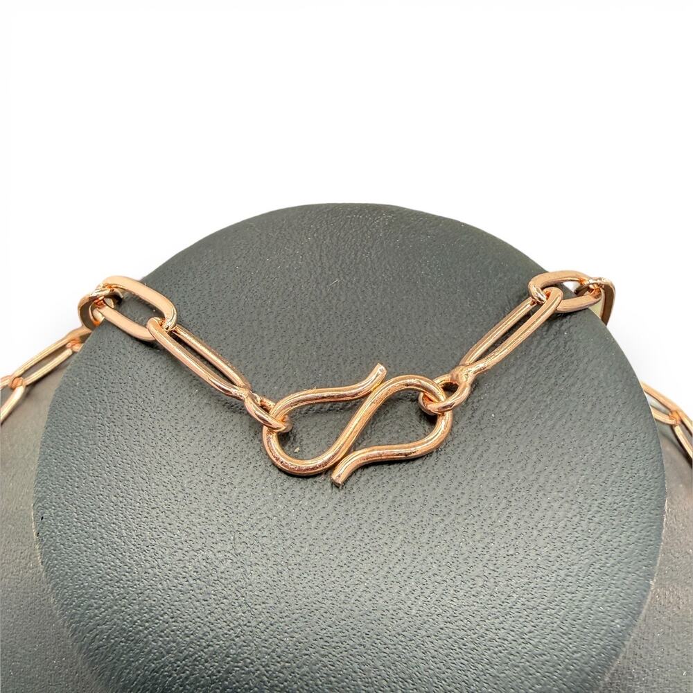 18 inch Copper Paper Clip Chain with Double Hook Clasp Handmade Artisan - Picture 4 of 7